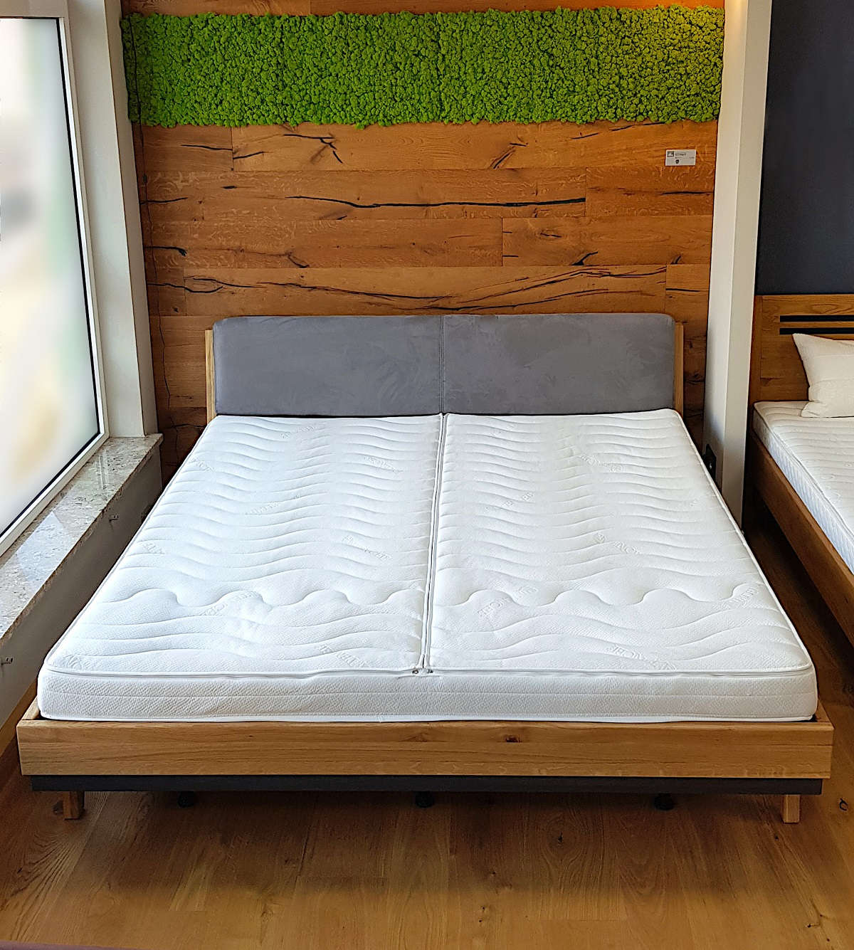 LUXOAK Massivholzbett 160x200cm - Kiefernholz Mit Gepolstertem Kopfteil